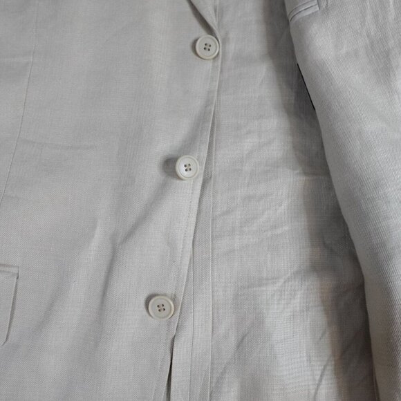 Faconnable Sport Coat 40R Beige Solid 100% Linen 3 Button Half Lined - Picture 3 of 14
